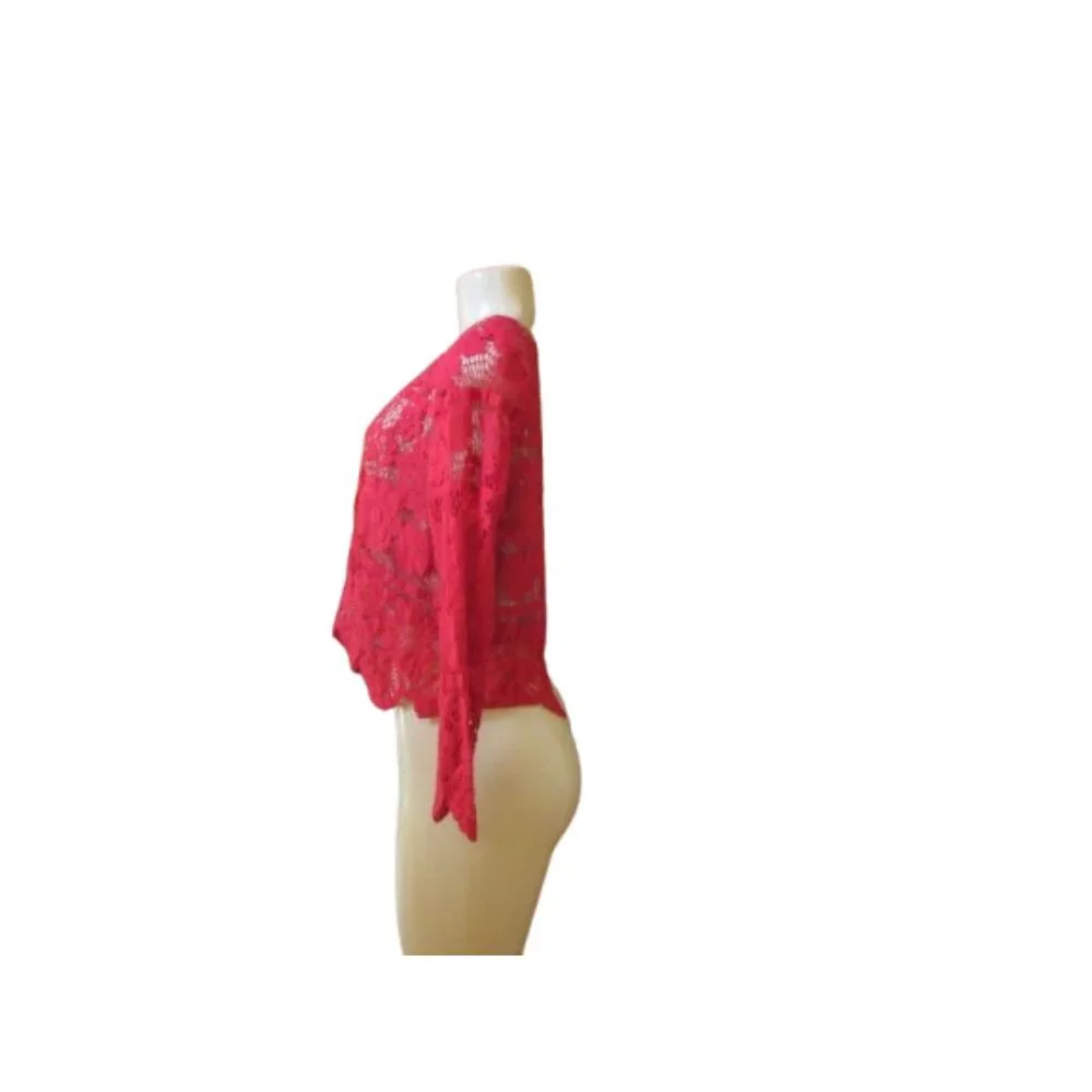 For Love and Lemons Gianna Lace Red Crop Top with Peep Hole Small